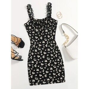 Daisy Floral Cami Bodycon Dress Sz XS